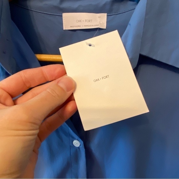 NWTs Oak + Fort | Cobalt Blue Button Down Shirt Dress Size small - Picture 6 of 12